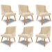 Kit 6 Cadeiras Decorativas Sala de Jantar Pés Palito de Madeira Firenze Suede Bege/Natural G19 - Gran Belo