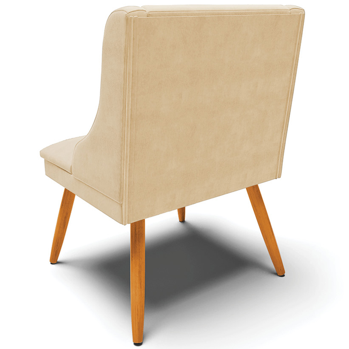 Kit 6 Cadeiras Decorativas Sala de Jantar Pés Palito de Madeira Firenze Suede Bege/Natural G19 - Gran Belo