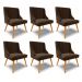 Kit 6 Cadeiras Decorativas Sala de Jantar Pés Palito de Madeira Firenze Suede Marrom/Natural G19 - Gran Belo