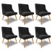 Kit 6 Cadeiras Decorativas Sala de Jantar Pés Palito de Madeira Firenze Suede Preto/Natural G19 - Gran Belo