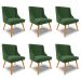 Kit 6 Cadeiras Decorativas Sala de Jantar Pés Palito de Madeira Firenze Suede Verde Esmeralda/Natural G19 - Gran Belo