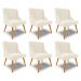 Kit 6 Cadeiras Decorativas Sala de Jantar Pés Palito de Madeira Firenze Veludo Bege/Natural G19 - Gran Belo