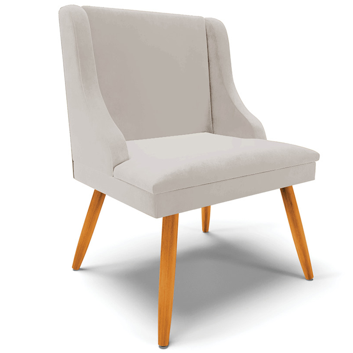Kit 6 Cadeiras Decorativas Sala de Jantar Pés Palito de Madeira Firenze Veludo Cinza/Natural G19 - Gran Belo