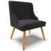 Kit 6 Cadeiras Decorativas Sala de Jantar Pés Palito de Madeira Firenze Veludo Preto/Natural G19 - Gran Belo
