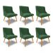 Kit 6 Cadeiras Decorativas Sala de Jantar Pés Palito de Madeira Firenze Veludo Verde/Natural G19 - Gran Belo