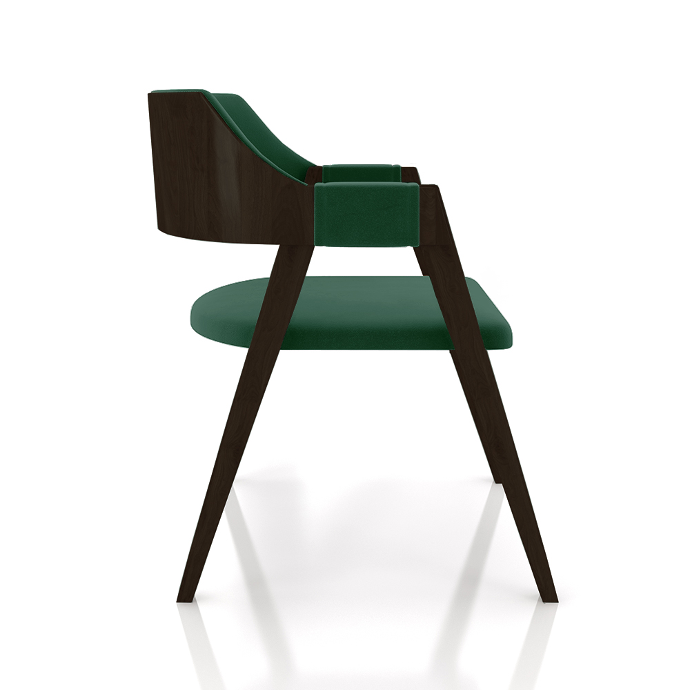 Kit 6 Cadeiras Sala de Jantar e Jogos Carteados Madeira Maciça Poker Veludo Verde/Capuccino G42 - Gran Belo