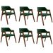 Kit 6 Cadeiras Sala de Jantar e Jogos Carteados Madeira Maciça Poker Veludo Verde/Imbuia G42 - Gran Belo