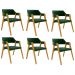 Kit 6 Cadeiras Sala de Jantar e Jogos Carteados Madeira Maciça Poker Veludo Verde/Mel G42 - Gran Belo