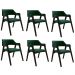 Kit 6 Cadeiras Sala de Jantar e Jogos Carteados Madeira Maciça Poker Veludo Verde/Tabaco G42 - Gran Belo