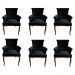Kit 6 Cadeiras de Jantar Belford Veludo Preto Pés de Madeira Design Sofisticado G48 -  Gran Belo