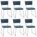 Kit 6 Cadeiras de Jantar Decorativa Base Aço Preto Luigi Linho Azul Jeans G17 - Gran Belo