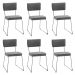 Kit 6 Cadeiras de Jantar Decorativa Base Aço Preto Luigi Linho Cinza - Gran Belo
