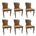 Kit 6 Cadeiras de Jantar Duque PU Marrom Design Elegante Pés Madeira G48 - Gran Belo