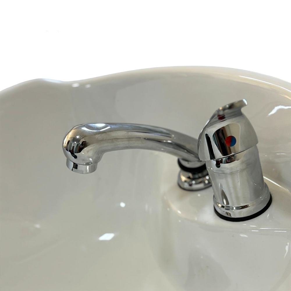 Lavatório Acolchoado para Salão de Beleza Bulma com Cuba e Torneira Monocomando PU Bege G31 - Gran Belo