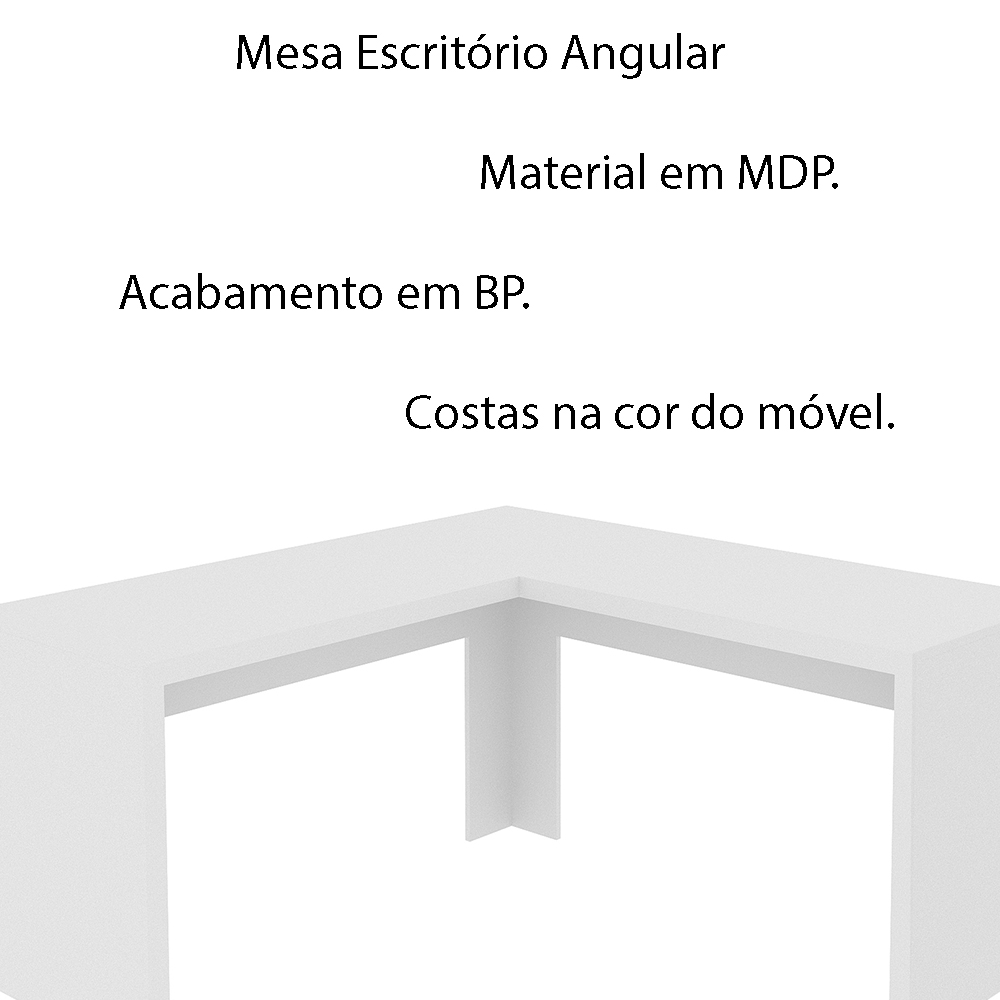 Mesa Angular para Escritório Home Office ME4116 MDP Branco G69 - Gran Belo