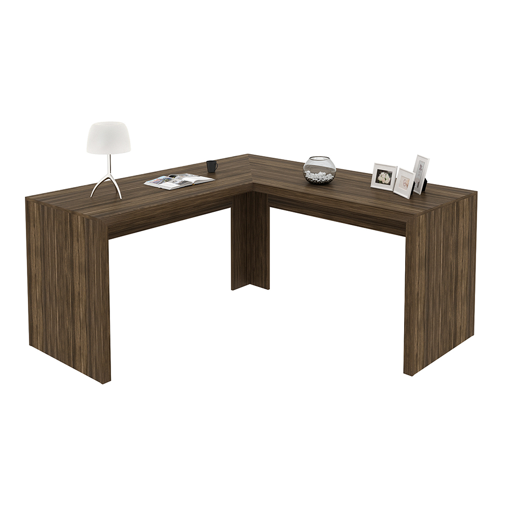 Mesa Angular para Escritório Home Office ME4116 MDP Nogal G69 - Gran Belo