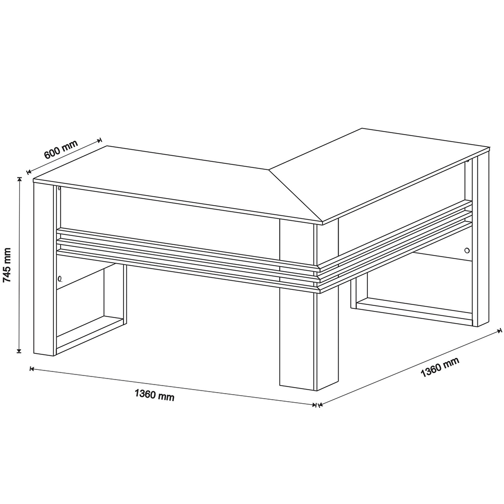 Mesa Angular para Escritório Home Office ME4145 MDP Nogal G69 - Gran Belo