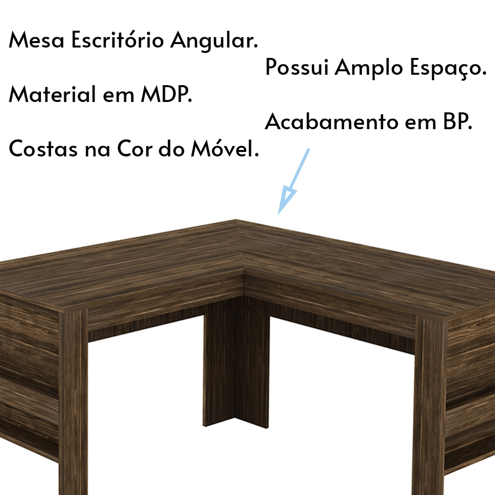 Mesa Angular para Escritório Home Office ME4145 MDP Nogal G69 - Gran Belo