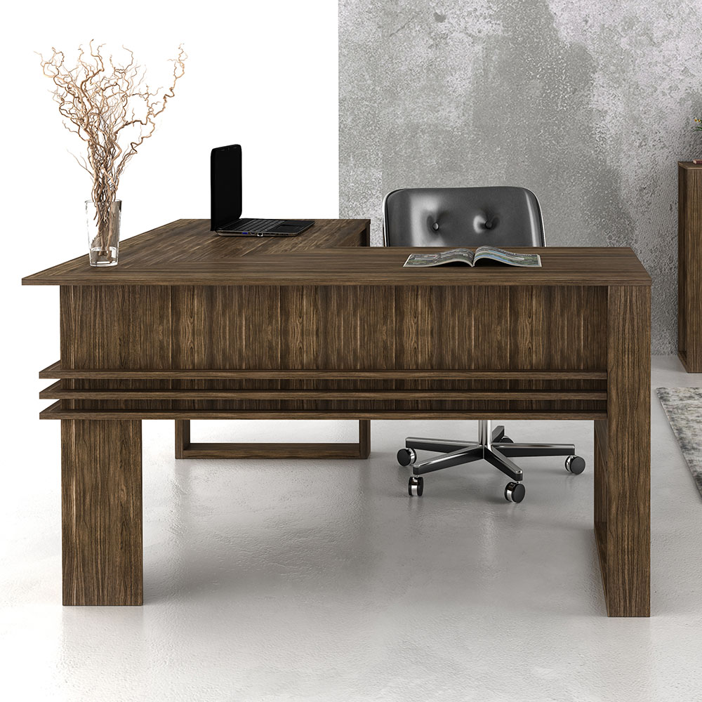 Mesa Angular para Escritório Home Office ME4145 MDP Nogal G69 - Gran Belo