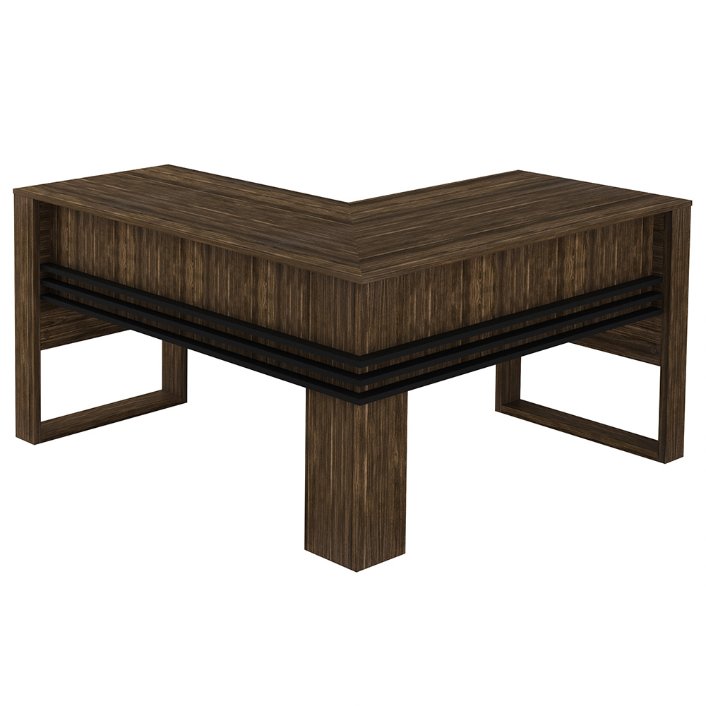 Mesa Angular para Escritório Home Office ME4145 MDP Nogal/Preto G69 - Gran Belo
