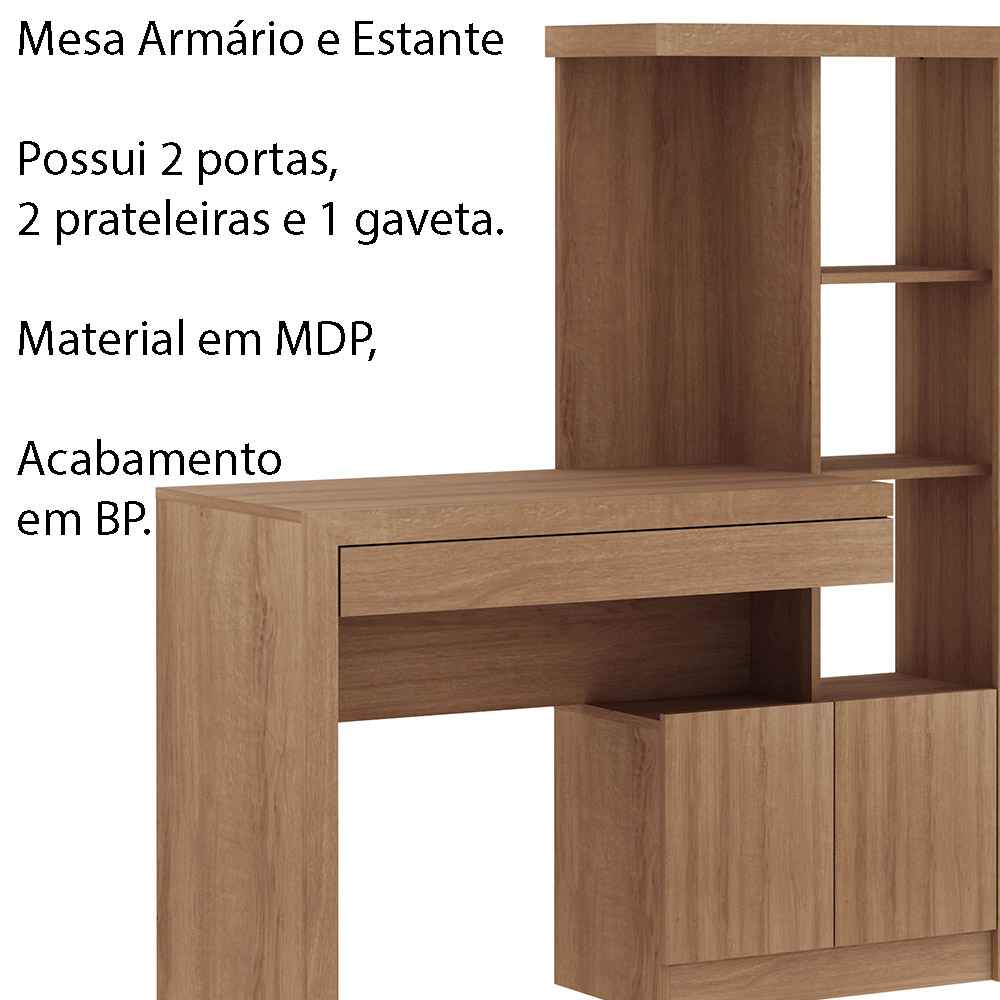 Mesa Conjunto para Escritório Home Office ME4143 MDP Amendoa G69 - Gran Belo