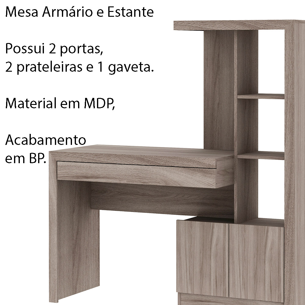 Mesa Conjunto para Escritório Home Office ME4143 MDP Carvalho G69 - Gran Belo