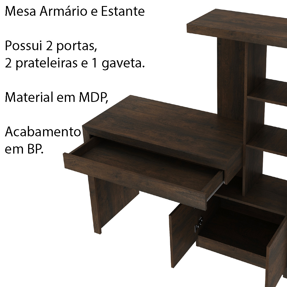 Mesa Conjunto para Escritório Home Office ME4143 MDP Rustico G69 - Gran Belo