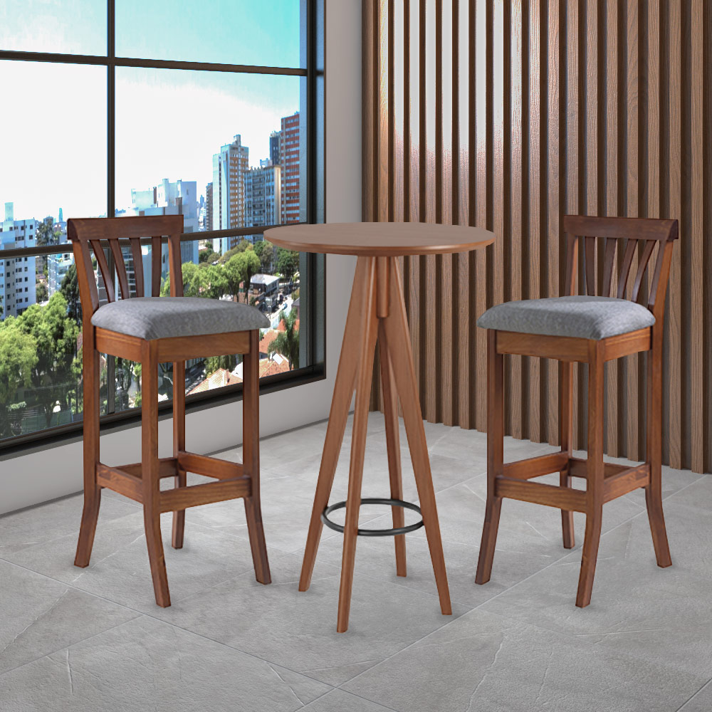 Mesa Decorativa Bistro Madeira Maciça Ozil Imbuia G42 - Gran Belo