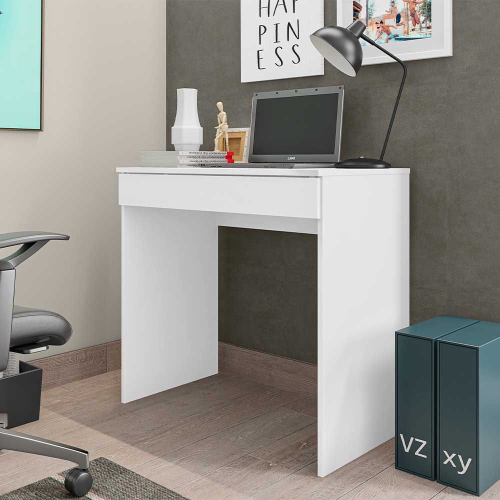 Mesa Escrivaninha 80 cm para Notebook com Gaveta Case MDP Branco G01 - Gran Belo