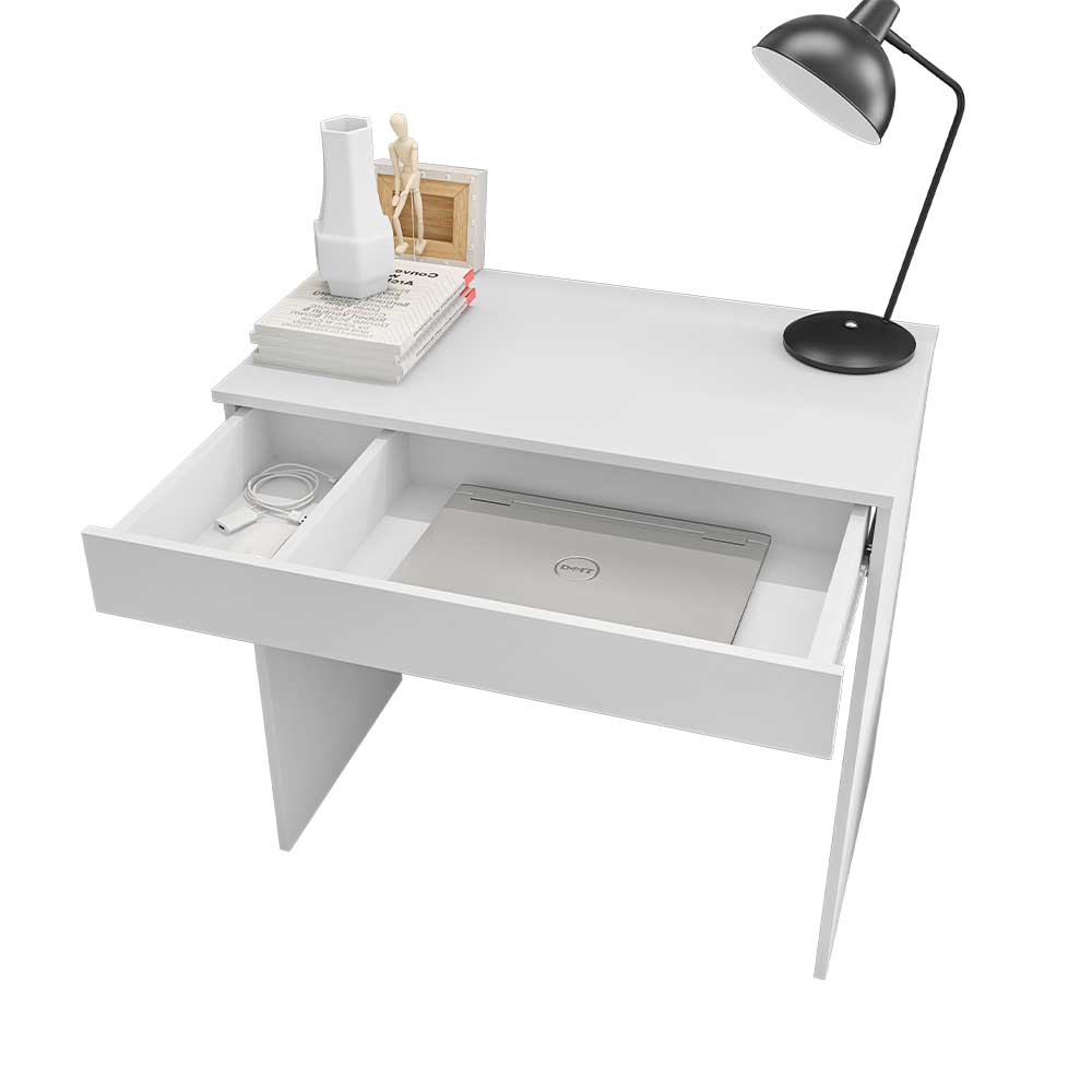 Mesa Escrivaninha 80 cm para Notebook com Gaveta Case MDP Branco G01 - Gran Belo