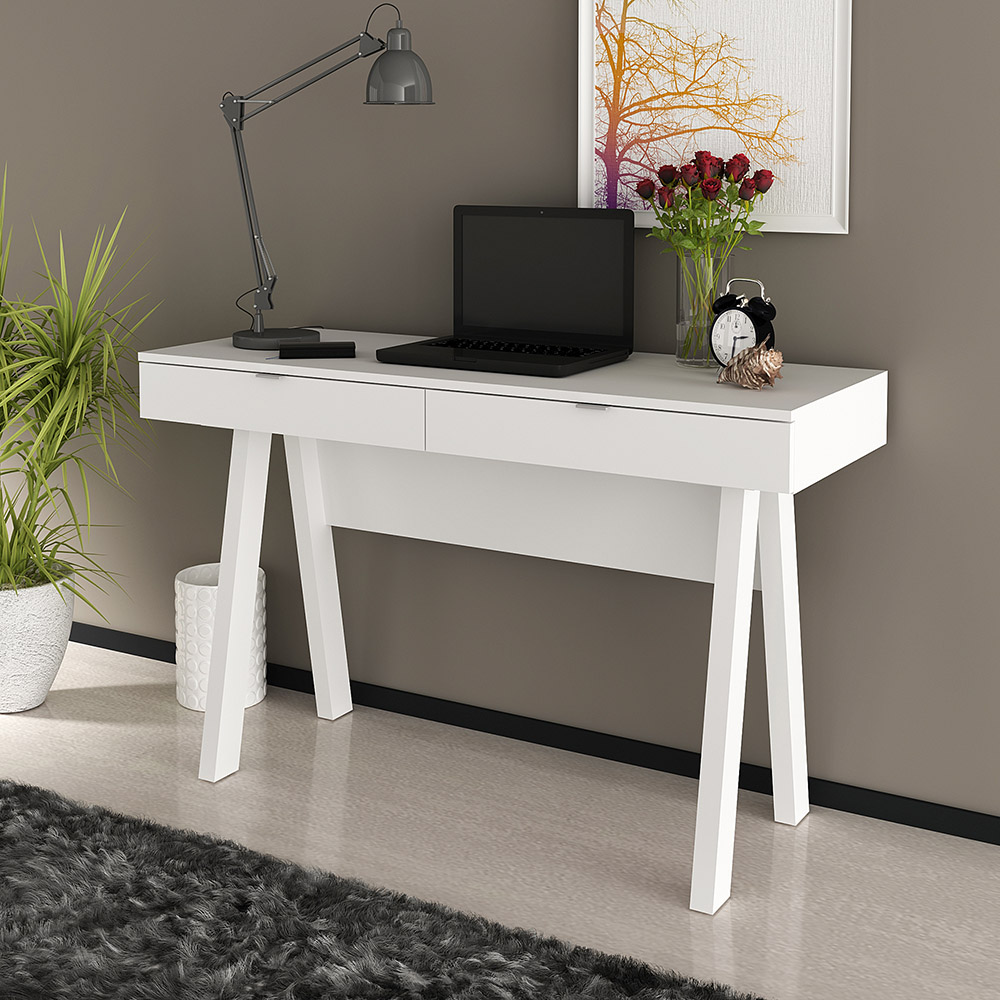 Mesa Escrivaninha para Escritório Home Office ME4128 MDP Branco G69 - Gran Belo