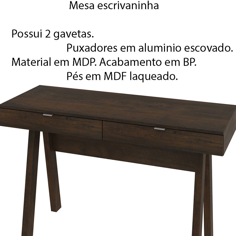 Mesa Escrivaninha para Escritório Home Office ME4128 MDP Rustico G69 - Gran Belo