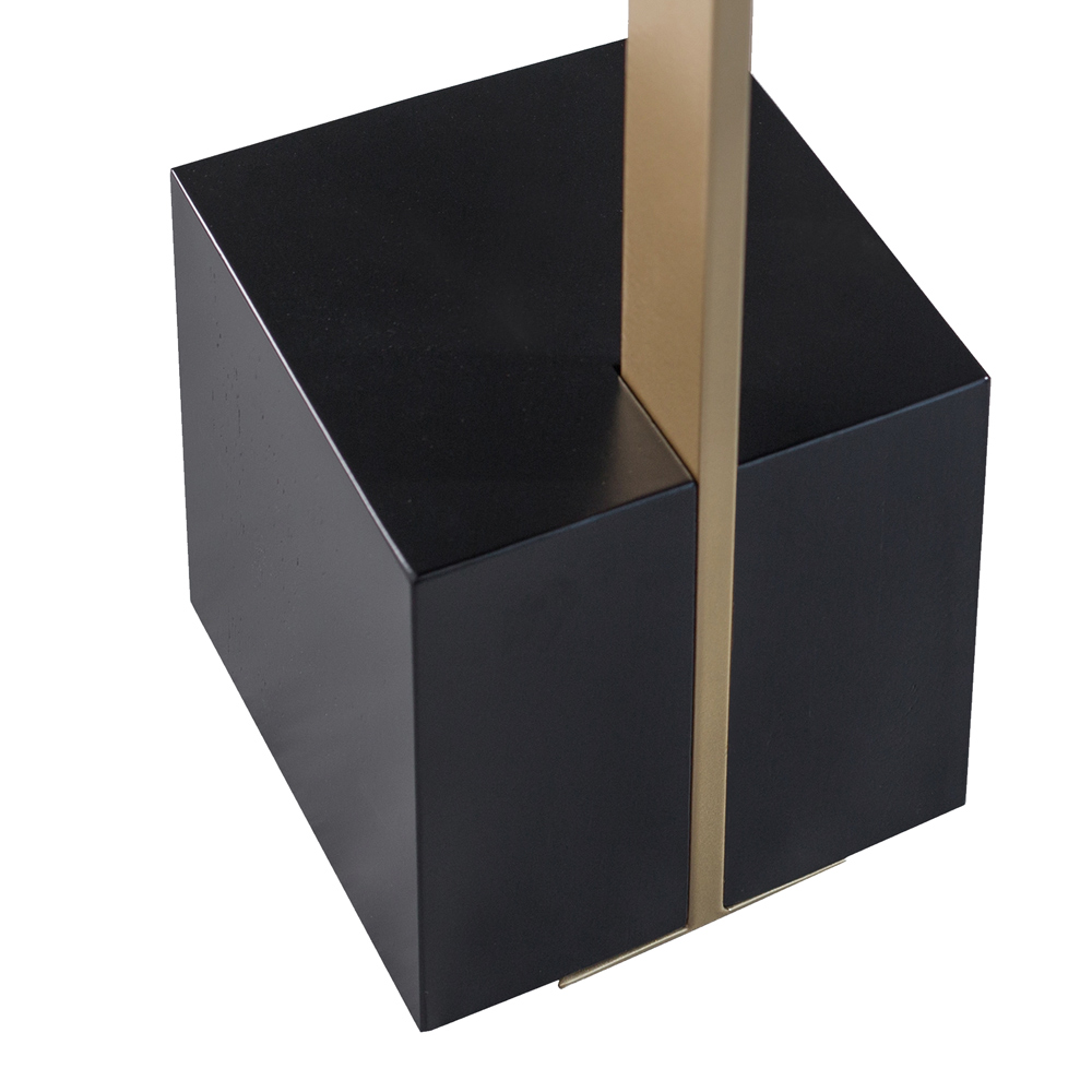 Mesa Lateral Decorativa Para Sala de Estar Goagil 35x35 Tampo e Base Preto Metal Dourado G55 - Gran Belo
