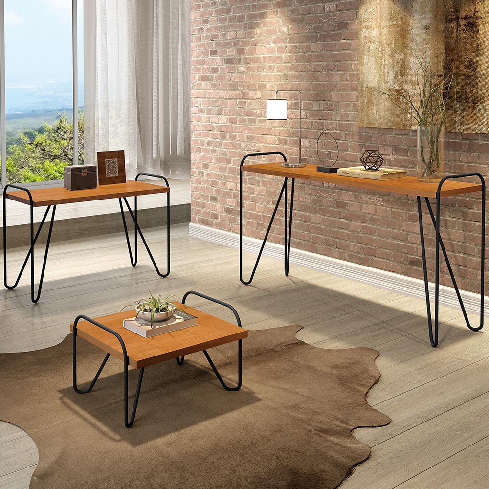 Mesa Lateral Decorativa Sala de Estar Lourenço Castanho G37 - Gran Belo