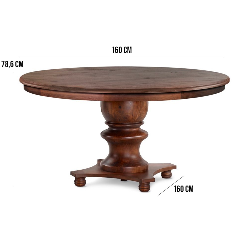 Mesa Redonda Para Sala de Jantar 08 Lugares Hill 160cm Canela G04 - Gran Belo