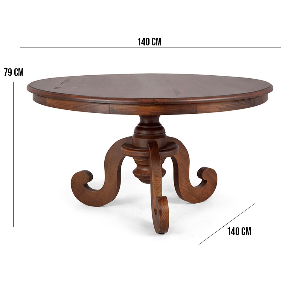 Mesa Redonda Sala de Jantar 6 Lugares Mariah 140cm Pé Torneado Canela G04 - Gran Belo