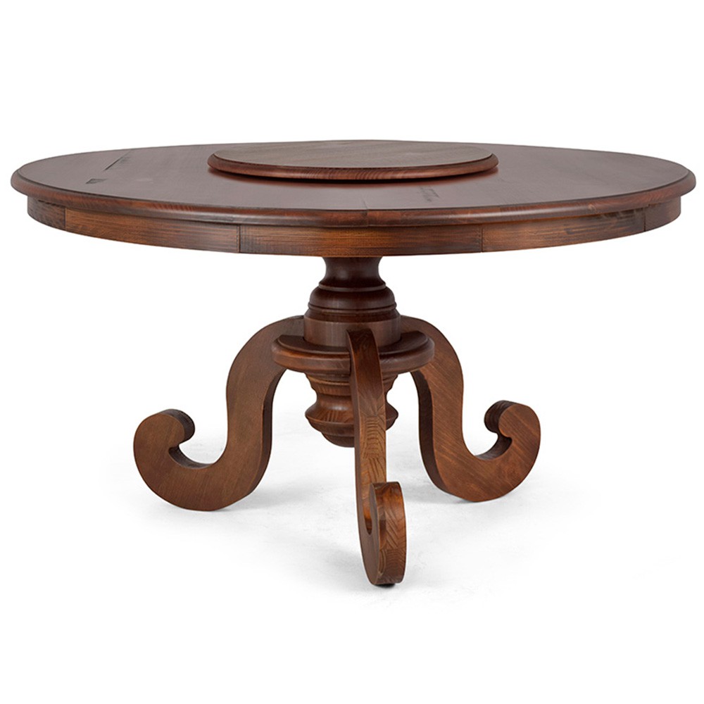 Mesa Redonda Sala de Jantar 6 Lugares Mariah 140cm com Prato Giratório Canela G04 - Gran Belo