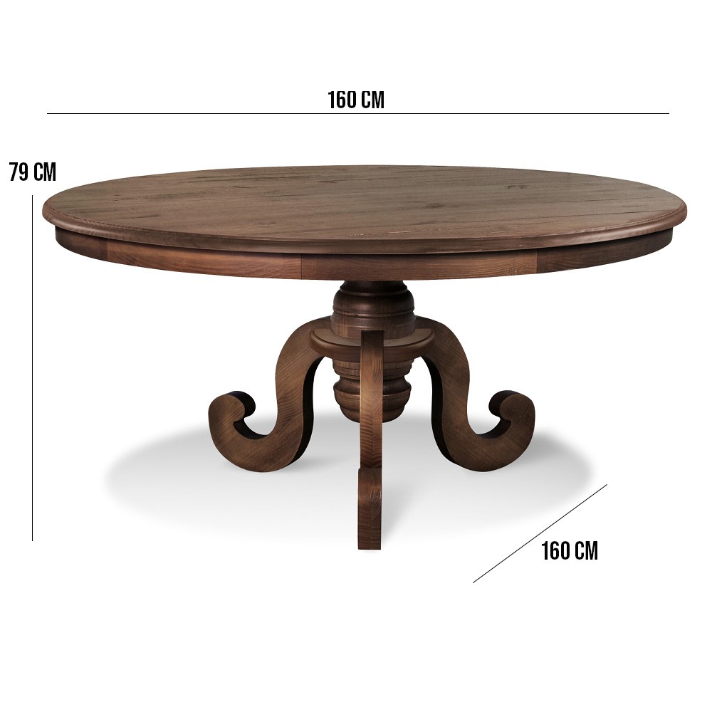 Mesa Redonda Sala de Jantar 8 Lugares Mariah 160cm Pé Torneado Canela G04 - Gran Belo