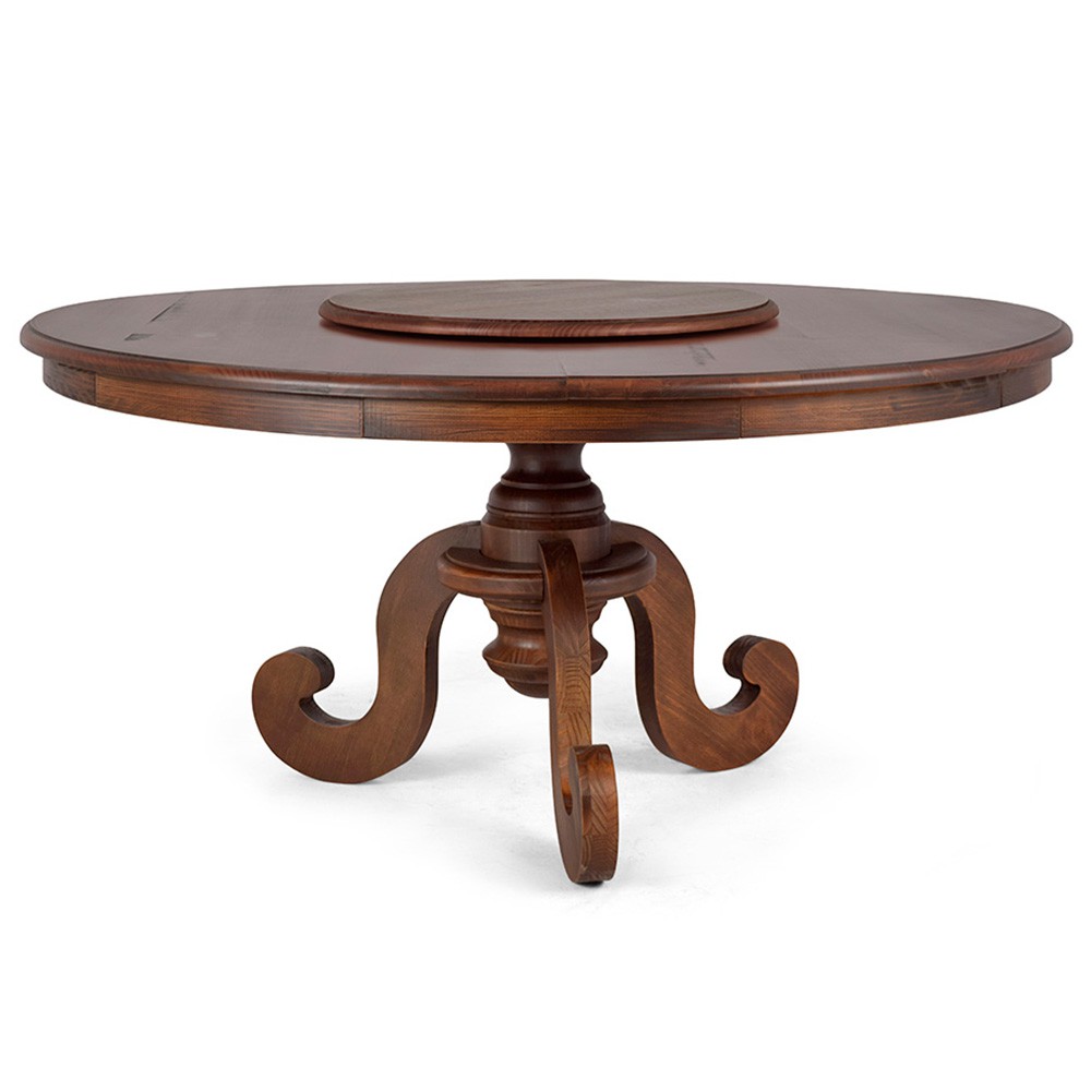 Mesa Redonda Sala de Jantar 8 Lugares Mariah 160cm com Prato Giratório Canela G04 - Gran Belo