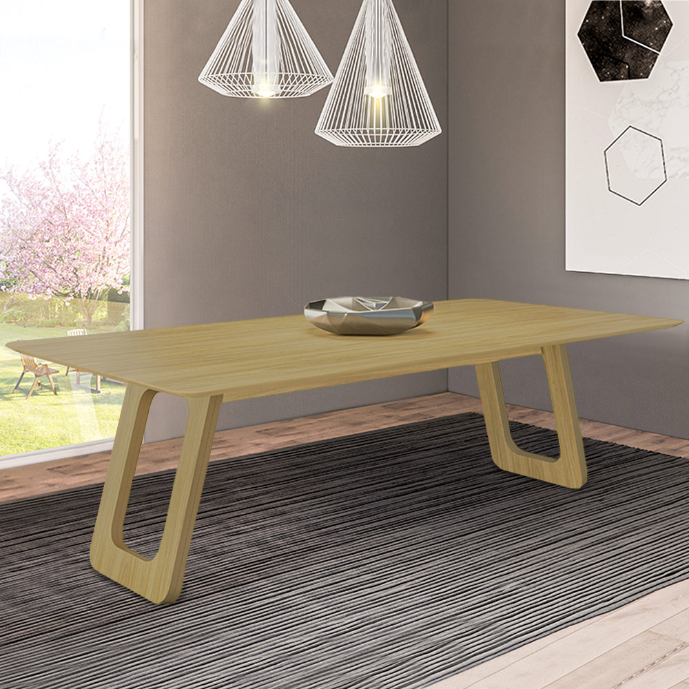 Mesa Sala de Jantar 6 Lugares 180cm Tampo de Vidro Frieda Freijó G13 - Gran Belo