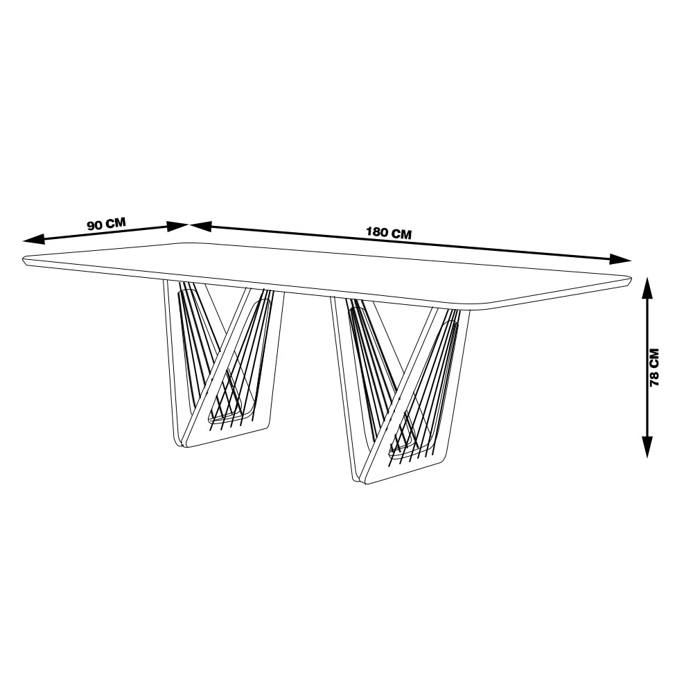 Mesa Sala de Jantar 6 Lugares 180cm Tampo de Vidro Giaguaro Preto/Ébano G13 - Gran Belo
