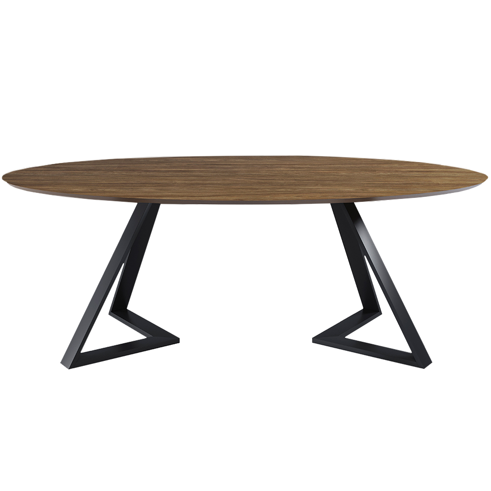 Mesa Sala de Jantar 8 Lugares 250cm Tampo Oval Efron Nogueira/Preto G13 - Gran Belo