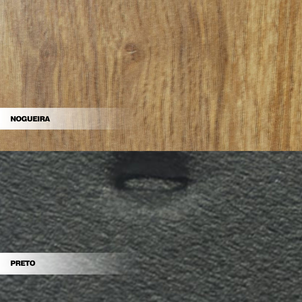 Mesa Sala de Jantar 8 Lugares 250cm Tampo Oval Efron Nogueira/Preto G13 - Gran Belo