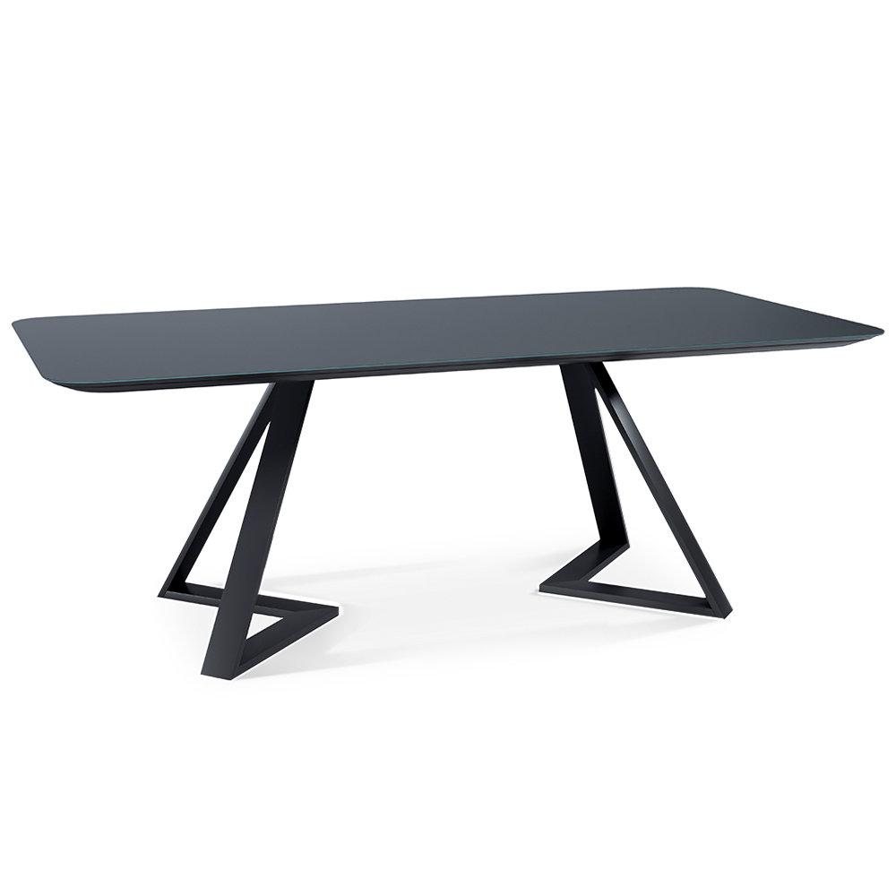 Mesa Sala de Jantar 8 Lugares 250cm Tampo de Vidro Efron Preto G13 - Gran Belo