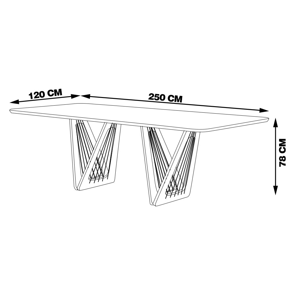 Mesa Sala de Jantar 8 Lugares 250cm Tampo de Vidro Giaguaro Preto/Ébano G13 - Gran Belo