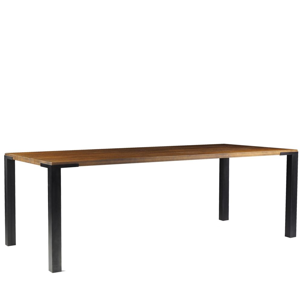Mesa Sala de Jantar Cozinha Bladel 220cm Grafite Madeira Maciça Rustic Brown G54 - Gran Belo