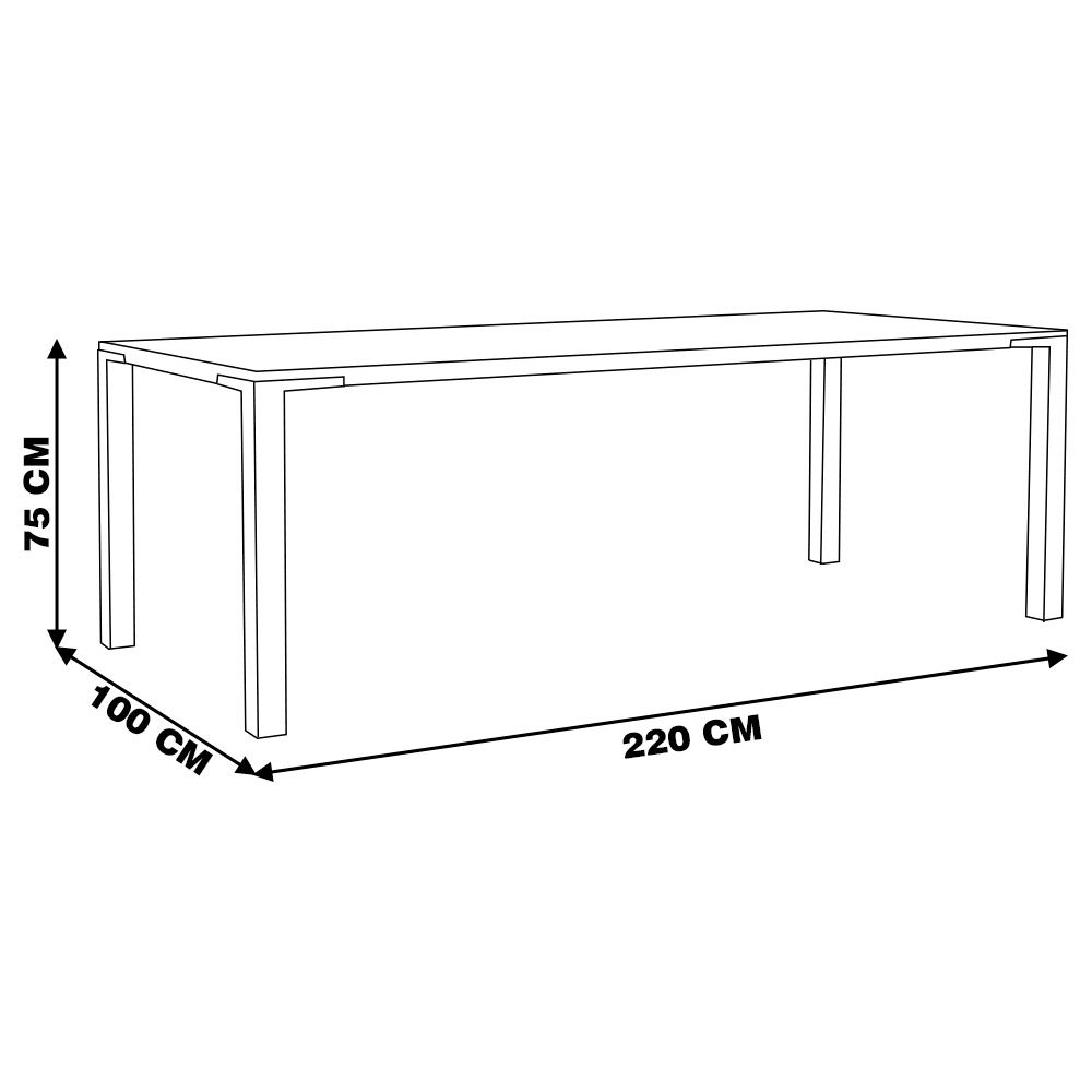 Mesa Sala de Jantar Cozinha Bladel 220cm Grafite Madeira Maciça Rustic Brown G54 - Gran Belo