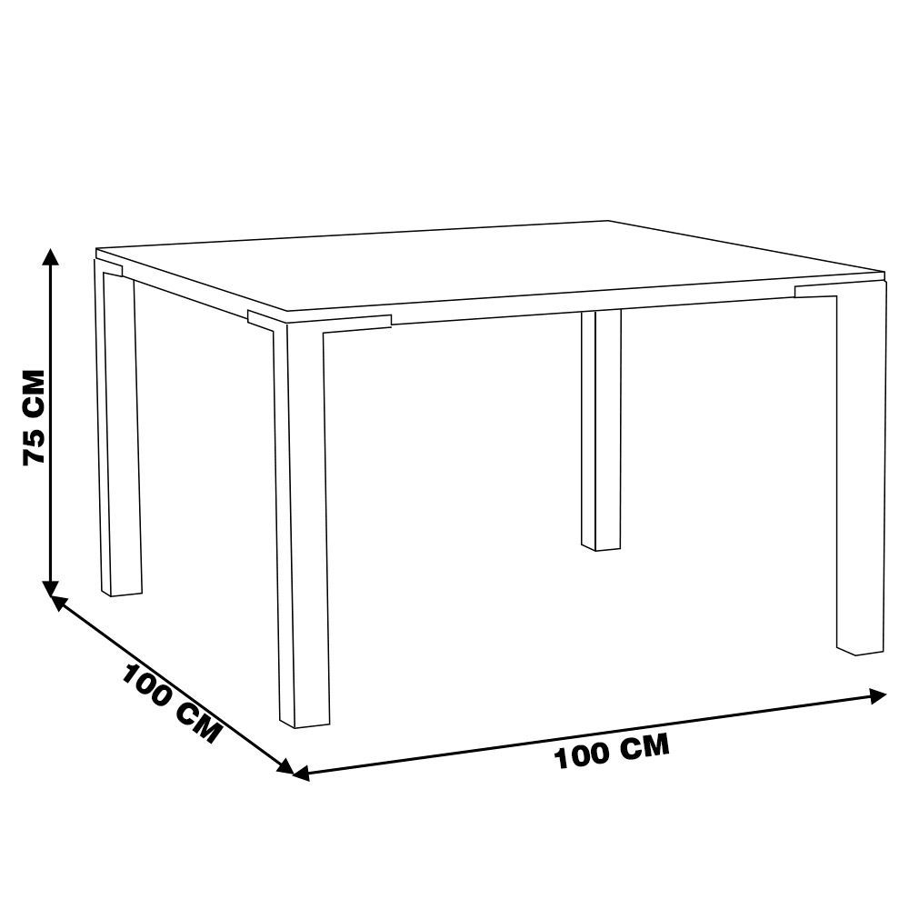 Mesa Sala de Jantar Cozinha Bladel Quadrada 100cm Grafite Madeira Maciça Rustic Brown G54 - Gran Belo