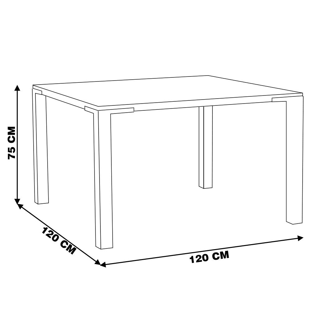 Mesa Sala de Jantar Cozinha Bladel Quadrada 120cm Grafite Madeira Maciça Rustic Brown G54 - Gran Belo