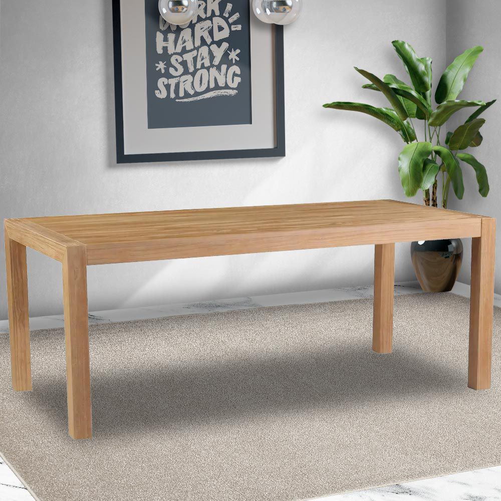 Mesa Sala de Jantar Cozinha Dumai 140cm Madeira Maciça Acácia Escovado G54 - Gran Belo